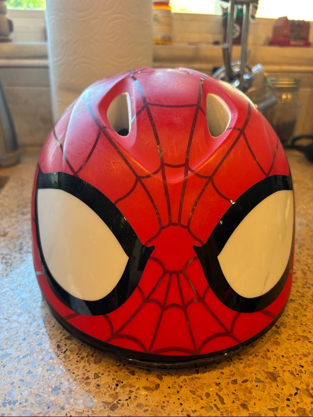 Kids Red Spider-Web Helmet - Licensed Character Style
